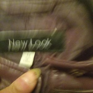 NEW LOOK LEATHER DARK PURPLE LEATHER JACKET
